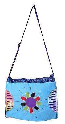Multicolored Summer Canvas shoulder Tote Messenger Bag with Rainbow colour Patch- SDBG-1019 - TATTOPANI