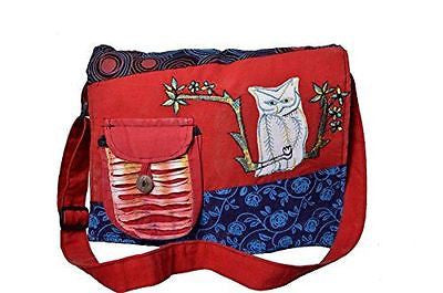 Multicolored Summer Canvas shoulder Tote Messenger Bag with Owl Picture Embroidery- SDBG-1024 - TATTOPANI