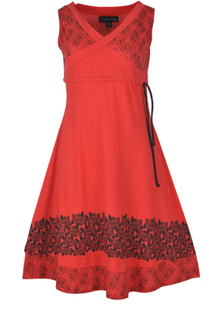 Red Cotton Frock Style Dress