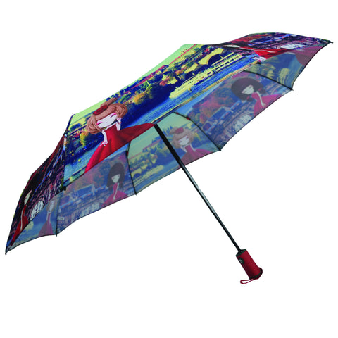 Automatic Colorul Umbrella with City Girl Print - craze-trade-limited