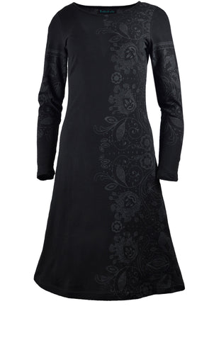 Ladies Long Sleeve Dress With Side & Sleeve Print. - TATTOPANI