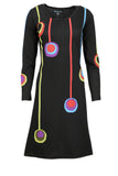 Multicolored Circle and Patch Designed Dress. - TATTOPANI