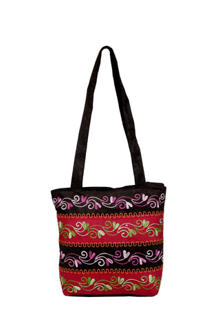 Floral Embroidery Colorful Tote Shoulder Bag - TATTOPANI