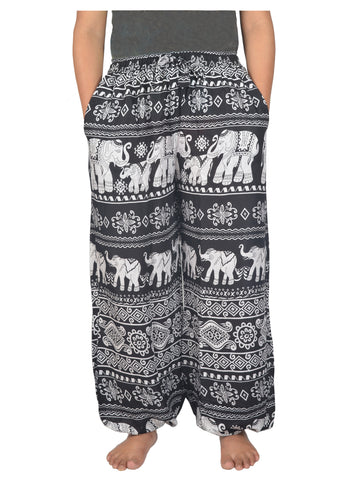 Women's Smocked Waist Elephant Print Harem Trousers. - craze-trade-limited