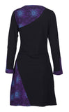 V-Neck Long Sleeved Dress With Side Flower Embroidery. - craze-trade-limited