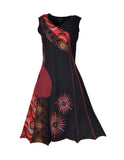 V-neck Dress With Colorful Patch (NO REFUND/ NO EXCHANGE) - craze-trade-limited