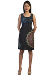 Sleeveless Dress With Side Feather Design Patches. - craze-trade-limited