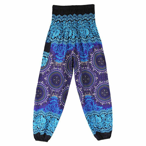 New Men Women Thai Harem Trousers Festival Hippy Smock High Waist Ankle-Length Compass Print Yoga Pants